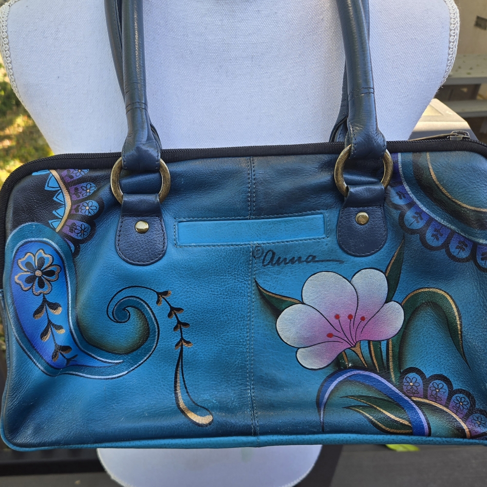 Anuschka Blue Floral Satchel